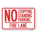 Signmission No Stopping Standing Parking-Fire Lane Heavy-Gauge Aluminum Sign, 12" x 18", A-1218-23571 A-1218-23571